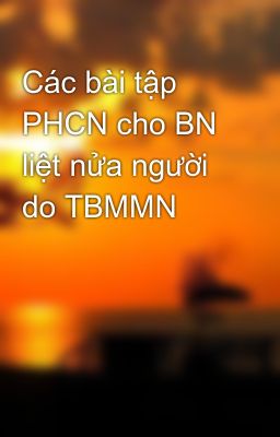 Đọc Truyện Các bài tập PHCN cho BN liệt nửa người do TBMMN - Truyen2U.Net