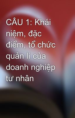 Đọc Truyện CÂU 1: Khái niệm, đặc điểm, tổ chức quản lí của doanh nghiệp tư nhân - Truyen2U.Net