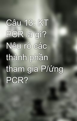 Câu 13: KT PCR là gì? Nêu rõ các thành phần tham gia P/ứng PCR?