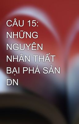 CÂU 15: NHỮNG NGUYÊN NHÂN THẤT BẠI PHÁ SẢN DN