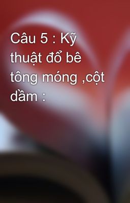 Câu 5 : Kỹ thuật đổ bê tông móng ,cột dầm :