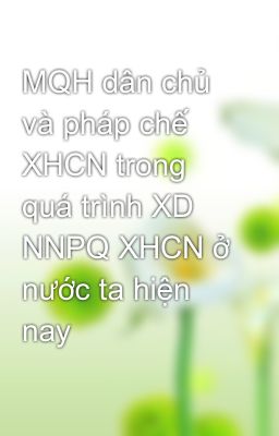 MQH dân chủ và pháp chế XHCN trong quá trình XD NNPQ XHCN ở nước ta hiện nay